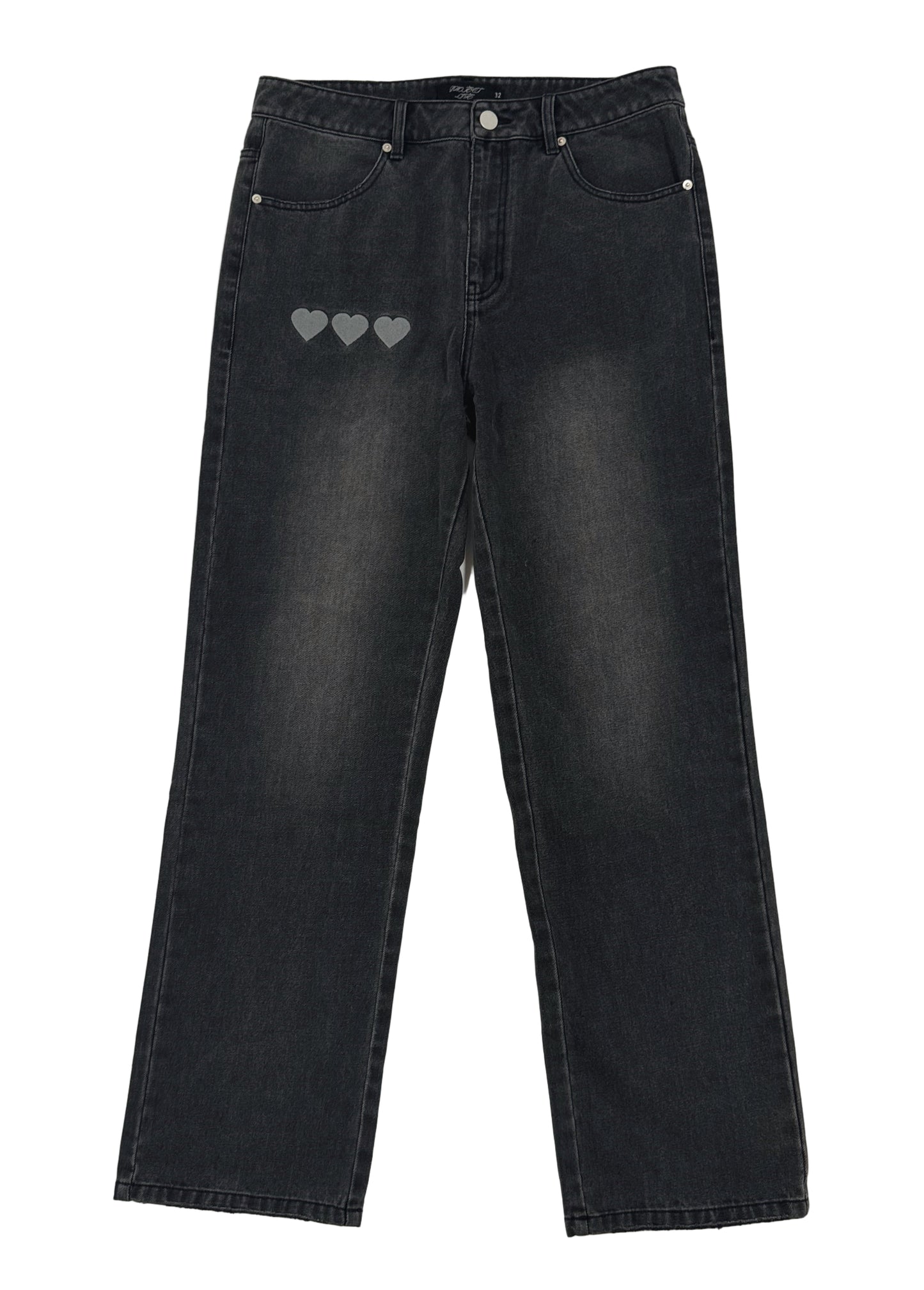 DISTRESSED BLACK HEARTED JEANS